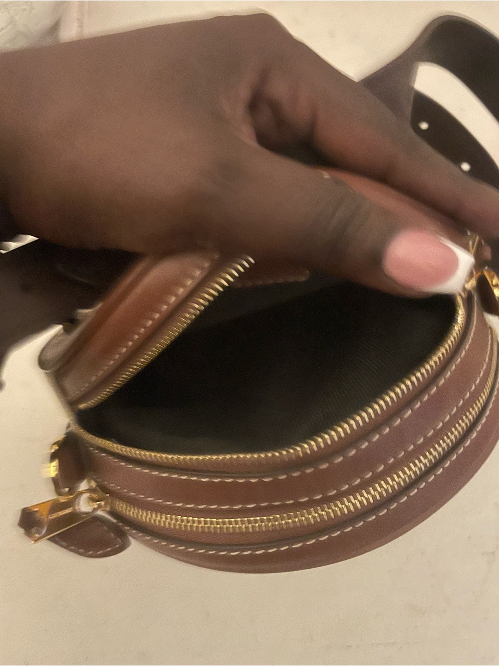Burberry Round Canvas Belt Bag in Cream and Brown - Picture 3 of 6